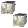 HMNBCD Storage Bins Garden Bunny Printed Storage Cubes Fabric Bins with Double Handles Foldable Storage Basket for Home Bedroom Office Set of 2 view 1