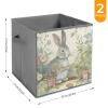HMNBCD Storage Bins Garden Bunny Printed Storage Cubes Fabric Bins with Double Handles Foldable Storage Basket for Home Bedroom Office Set of 2 view 2
