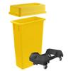 3 pack 23 Gallon Waste Bin with Lid & Dolly, Heavy-Duty Trash Can, Slim Rectangular Garbage Bin, Durable Waste Container, Recycling Bin, Plastic Wastebasket for Kitchen, Garage, Restaurants, Office view 2