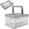 Collapsible Laundry Baskets, Collapsible Storage Crate Foldable Laundry Bin Collapsible Shopping Cart Storage Bins with Handles for Home Outdoor (White and Grey) view 1