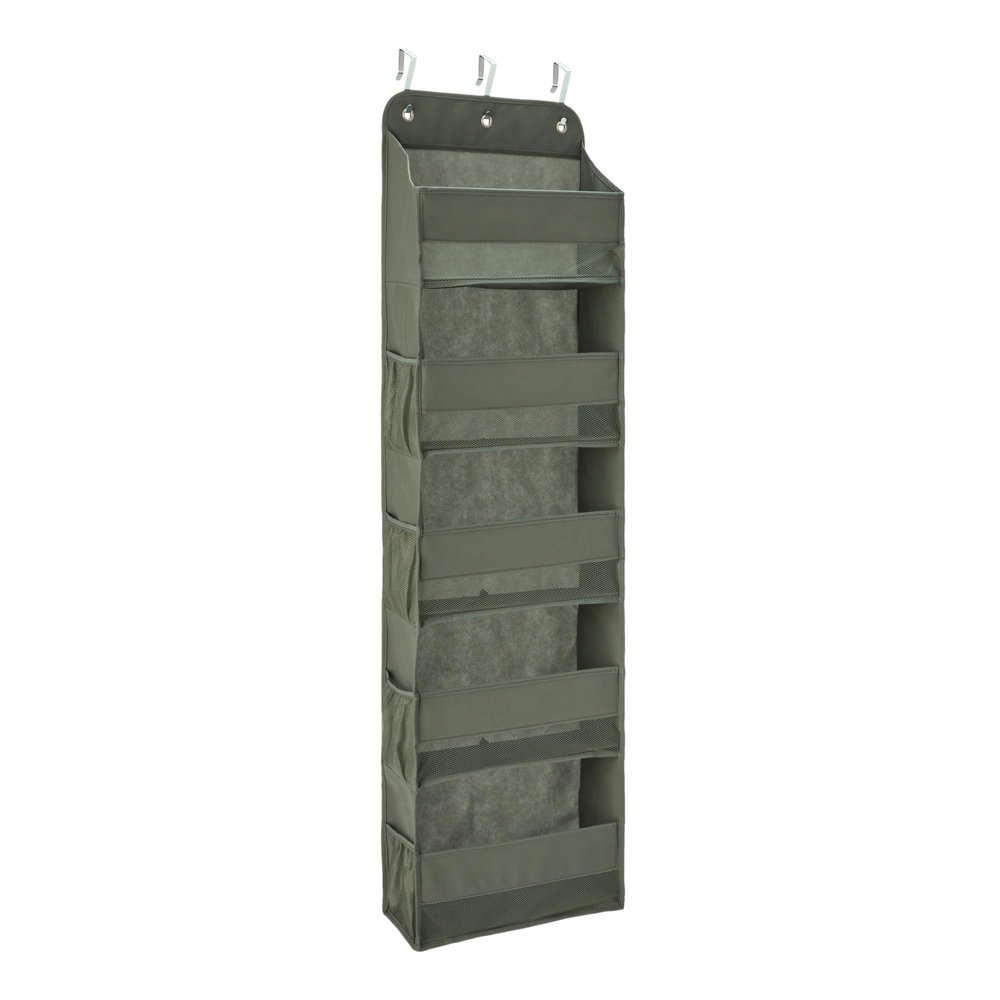 Amazon Basics 5 Tier Over the Door Hanging Shoe Organizer, Large Capacity, Space Saving, 6.4 x 54.5 x 14.9 in, Dark Grey