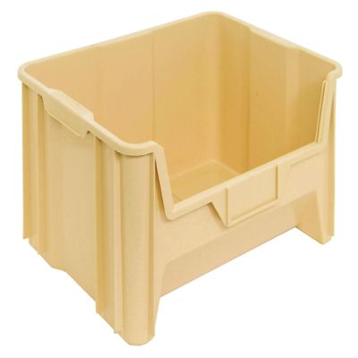 Hudson Exchange 20" x 15" x 12.5" (1 Pack) Plastic Giant Stackable Hopper Bin Container, Tan