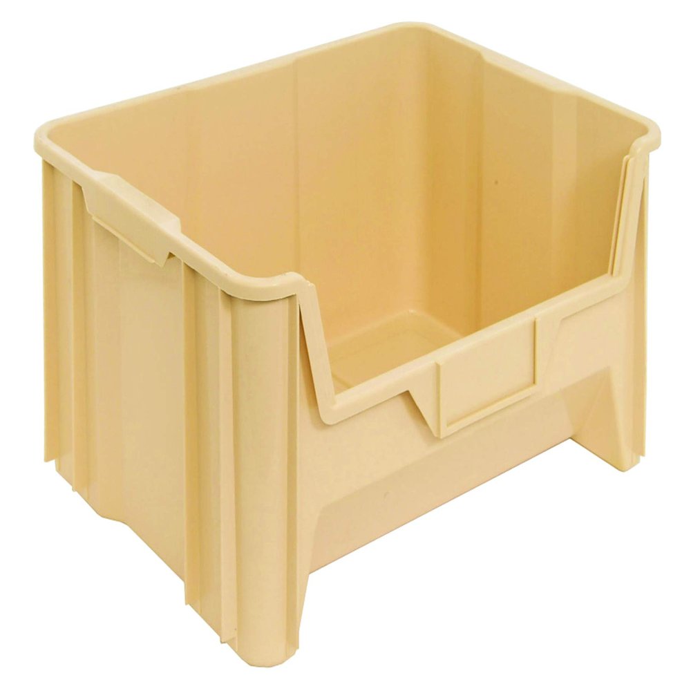 Hudson Exchange 20" x 15" x 12.5" (1 Pack) Plastic Giant Stackable Hopper Bin Container, Tan