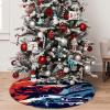JIKANFUMY Classic Muscle car Set in Patriotic Style Pattern Christmas Tree Skirt 36 inchXmas Tree Skirts for Xmas Tree Ornaments and Party Holiday Decorations,Red and Blue view 1