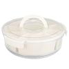 Brrnoo Snackle Box Container, 360Rotating Divided Fruit Tray Veggie Platter with Lid and Handle, Serving Platter with 6 Compartments for Travel, Parties, Picnics, Camping view 1