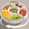 Brrnoo Snackle Box Container, 360Rotating Divided Fruit Tray Veggie Platter with Lid and Handle, Serving Platter with 6 Compartments for Travel, Parties, Picnics, Camping view 2