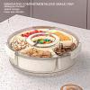 Brrnoo Snackle Box Container, 360Rotating Divided Fruit Tray Veggie Platter with Lid and Handle, Serving Platter with 6 Compartments for Travel, Parties, Picnics, Camping view 3