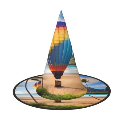 SamLng Hawaii Hot Air Balloon Halloween Witch Hat for Adults - Party Hat for Masquerade, Carnival, Cosplay - Pointed Horn Decoration Cap
