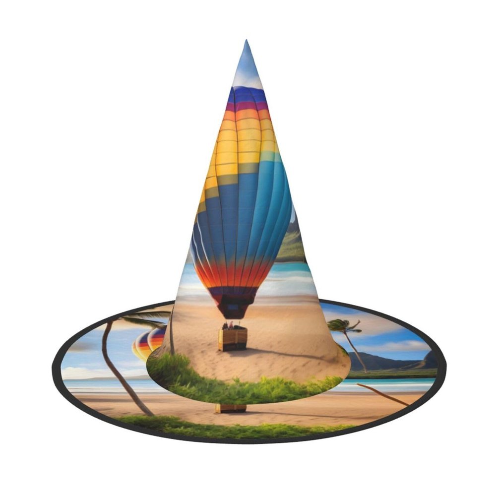SamLng Hawaii Hot Air Balloon Halloween Witch Hat for Adults - Party Hat for Masquerade, Carnival, Cosplay - Pointed Horn Decoration Cap
