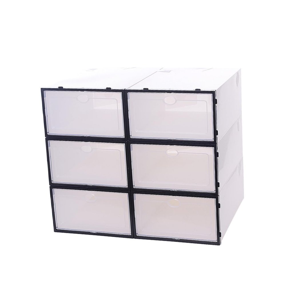 Hohopeti 6pcs Shoe Storage Boxes Plastic Shoe Containers Closet Organizer Sturdy Folding Racks