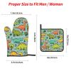Cute Cartoon Dinosaurs Print Oven Mitts and Pot Holders Set of 4 Cute Hot Pads Heat Resistant Gloves - Heat Resistant Kitchen Accessories view 4