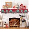 Ruian Store Fireplace Mantel Scarf,Christmas Winter Snowman Xmas Tree Sketch Mantle Cover Runner Gift Snowflake on Red Fireplace Shelf Top Runner for Home Living Room Holiday Party Decor,70x17in view 1