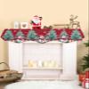 Ruian Store Fireplace Mantel Scarf,Christmas Winter Snowman Xmas Tree Sketch Mantle Cover Runner Gift Snowflake on Red Fireplace Shelf Top Runner for Home Living Room Holiday Party Decor,70x17in view 3