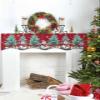 Ruian Store Fireplace Mantel Scarf,Christmas Winter Snowman Xmas Tree Sketch Mantle Cover Runner Gift Snowflake on Red Fireplace Shelf Top Runner for Home Living Room Holiday Party Decor,70x17in view 4