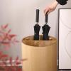 POLGDW Umbrella Stand Large Capacity Umbrella Holder for Entryway, Rolling Umbrella Stand Rack with Hooks and Wheels, Wooden Umbrella Bucket Umbrella Organizer for Home Office Decoration Umbrella H view 3