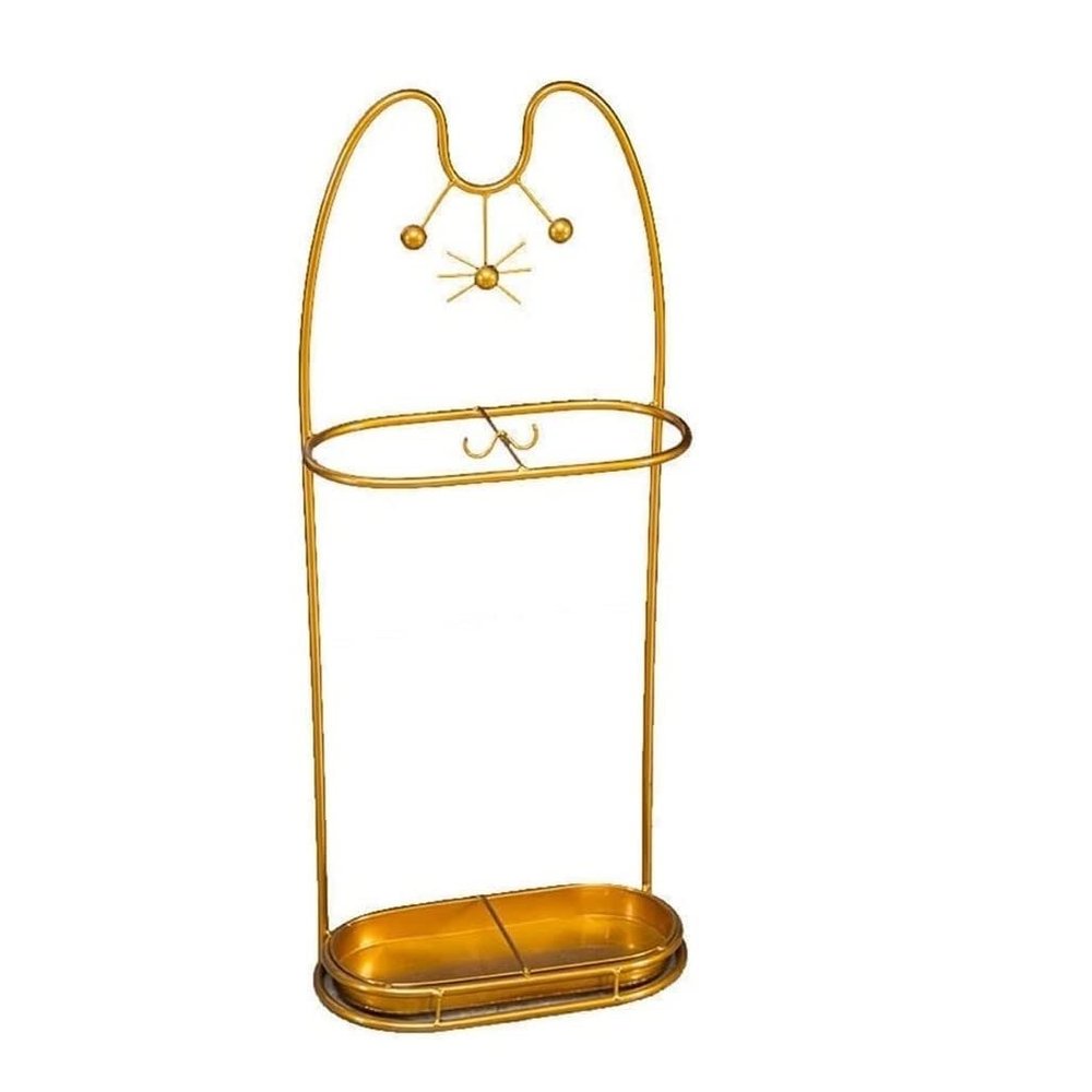 POLGDW Umbrella Holder Umbrella Stand Metal Cat Wrought Iron Umbrella Stand Cafe Office Home Long and Short Umbrella Storage Rack Umbrella Holder for Entryway Umbrella Rack Umbrella Organ (Goud 30*