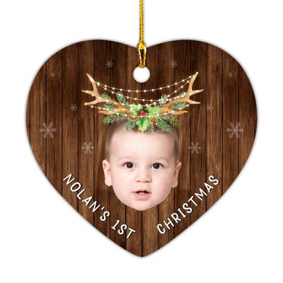 Babys 1st Xmas Ornament 2026, Personalized First Christmas Ornaments with Photo & Name, New Baby Ornament Gifts for Christmas, Birthday, Custom New Baby Presents, Baby Keepsake Ornaments