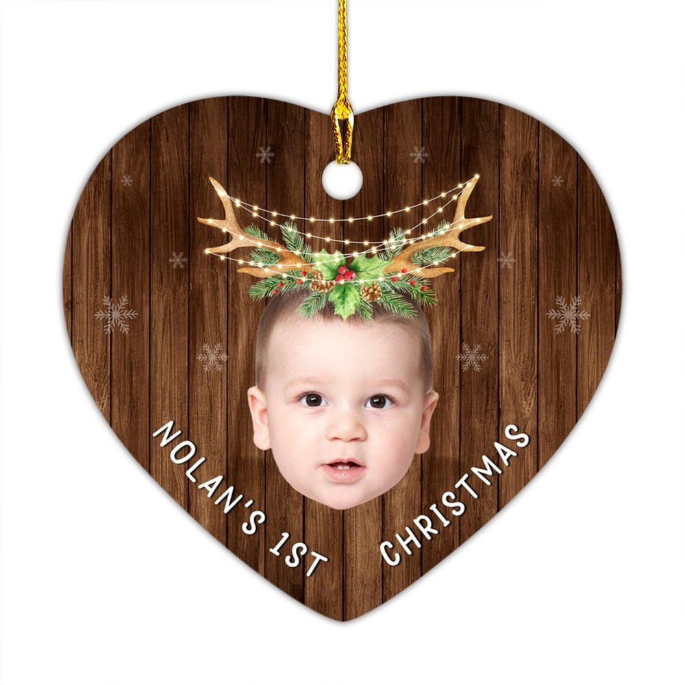 Babys 1st Xmas Ornament 2026, Personalized First Christmas Ornaments with Photo & Name, New Baby Ornament Gifts for Christmas, Birthday, Custom New Baby Presents, Baby Keepsake Ornaments