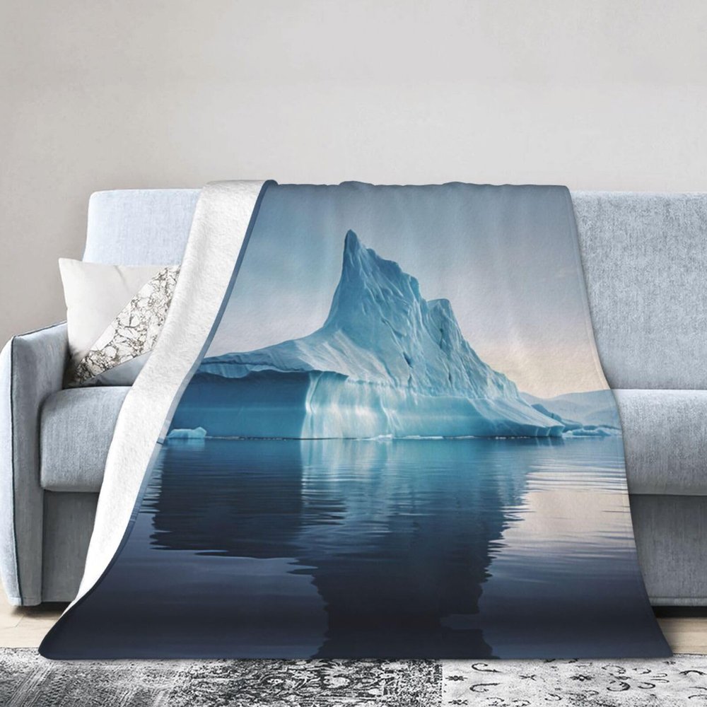 WZYWHJ Blankets 40"x30" - Lightweight, Durable, and Compact Anti-Wrinkle Blanket for Bed, Sofa, Camping, Cinema, and Travel Icebergs Picture