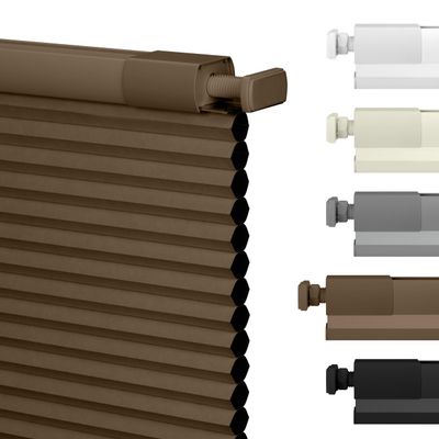MoDanCeQ No Drill Cordless 1.5" Blackout Cellular Shades for Windows, Thermal Insulated, Noise Reduction, Room Darkening Honeycomb Blinds for Home, Brown, 37" W x 48" H