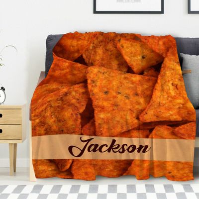 ARTBLANKET Personalized Nachos Chips Blanket Gifts for Kids, Custom Nachos Chips Thow Blankets for Boys Girls Womens, Lightweight Fleece Blankets for Kids Couch Bed Sofa 60x50 Inch for Teen