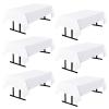 6 Pack White Square Tablecloths, 60 x 102 Inch Stain Resistant and Wrinkle Polyester Fabric Washable Table Clothes Cover for 6 Foot Table, Wedding, Reception Banquet, Birthday Party, Buffet Restaurant view 1