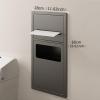 Commercial Waste Receptacle Stainless Steel Toilet Paper Dispenser, Embedded Trash Bin Bathroom Waste Container, Wall-mounted Hidden Recycling Trash Bin, Restaurant Garbage Can Wastebasket view 2