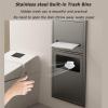Commercial Waste Receptacle Stainless Steel Toilet Paper Dispenser, Embedded Trash Bin Bathroom Waste Container, Wall-mounted Hidden Recycling Trash Bin, Restaurant Garbage Can Wastebasket view 3
