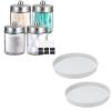Amolliar Lazy Susan Turntable Organizer, White 10" 2Pack, Non-Skid Metal Rotating Spice Rack, Under Sink Organizer Bundle With 4Pc Apothecary Jars Bathroom Vanity Storage Organizer Set, Brushed Nickel view 1
