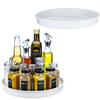 Amolliar Lazy Susan Turntable Organizer, White 10" 2Pack, Non-Skid Metal Rotating Spice Rack, Under Sink Organizer Bundle With 4Pc Apothecary Jars Bathroom Vanity Storage Organizer Set, Brushed Nickel view 3