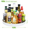 Amolliar Lazy Susan Turntable Organizer, White 10" 2Pack, Non-Skid Metal Rotating Spice Rack, Under Sink Organizer Bundle With 4Pc Apothecary Jars Bathroom Vanity Storage Organizer Set, Brushed Nickel view 4