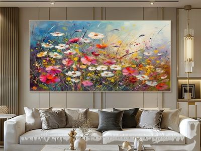 Jsiluxna Colorful Flower Wall Art Natural Landscape Wall Art Botanical Wall Art Sofa Wall Decor Room Decor