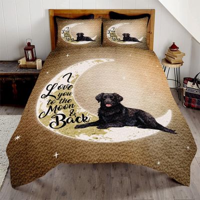Labrador Quilt Set, Lab Quilt Personalized, Labrador Set King Size Quilt Set All Season Bedding Bedroom Dog Decorative Set For Teens Adults (Love You To The Moon And Back, Black Lab)