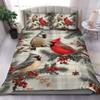 Customized Northern Red Bird Cardinal Quilt Set - Queen/Full Size Christmas Bedding Comforter Set view 1
