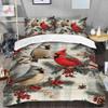 Customized Northern Red Bird Cardinal Quilt Set - Queen/Full Size Christmas Bedding Comforter Set view 2