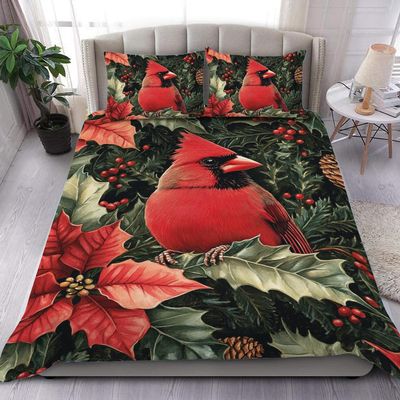 Cardinal Bedding Set King - Red Cardinal Quilt Set Christmas Cardinal Quilt Cardinal Bedding Queen Cardinal Bed Set Cardinal Comforter Set King Christmas Bedding Queen Cardinal Cardinal Bird Quilt