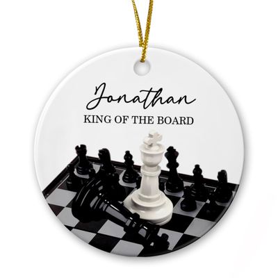 Chess Ornament, Personalized Name Chess Player Christmas Tree Ornament, King of The Board Ceramic Ornament Gifts for Chess Lovers, Customized Chess Club Ornaments Christmas 2026, Chessboard Decor