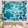 Shrahala Blue Winter Snowflakes Wall Tapestry, Seamless White Blue Geometric Wall Hanging Large Tapestry Decoration Polyester Fiber White Hem Around for Dorm Room Bedroom 39.1 x 59.1 in view 2