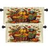 Shrahala Thanksgiving Harvest Basket Kitchen Valances, Fruits Pumpkin Green Leaves Half Window Curtain Window Treatment Multilayer Polyester Blackout for Living Room Bathroom 2 Pack 52 x 16 in view 1