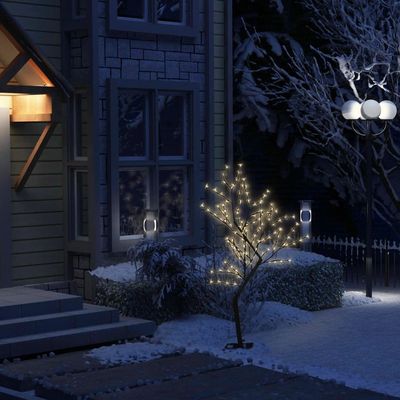 Christmas Tree 128 LEDs Warm White Light Cherry Blossom 4 ft,Artificial Christmas Tree with Warm White LED Cherry Blossoms for Indoor and Outdoor Use Seasonal Holiday Decorations, Christmas Decor