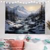 Batmerry Winter New Year Tapestry, Sunshine Snow Mountains Rivers Forests Wall Art Hanging Decoration Polyester Fiber White Ruffled Around for Dorm Room Bedroom Living Room, 39.1x59.1 inches view 2