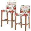 Christmas Bar Stool Chair Covers Set of 2 with Back,Stretch Barstool Slipcovers Washable,Poinsettia Berries Pine Cones Snowflake Xmas Pub Counter Height/Swivel/Cafe/Dining Room Chairs Seat Cover view 1