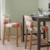 Christmas Bar Stool Chair Covers Set of 2 with Back,Stretch Barstool Slipcovers Washable,Poinsettia Berries Pine Cones Snowflake Xmas Pub Counter Height/Swivel/Cafe/Dining Room Chairs Seat Cover view 2