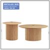 Oak Round Coffee Table Set of 2 - Modern Contemporary Circle Accent Table, Easy Assembly view 2