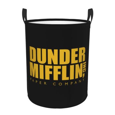 Dunder Mifflin Large Laundry Basket,Bathroom,Waterproof,Collapsible Round Clothes Basket Freestanding Laundry Hamper
