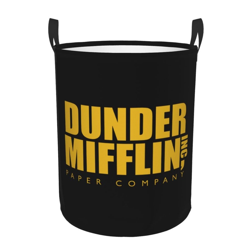 Dunder Mifflin Large Laundry Basket,Bathroom,Waterproof,Collapsible Round Clothes Basket Freestanding Laundry Hamper