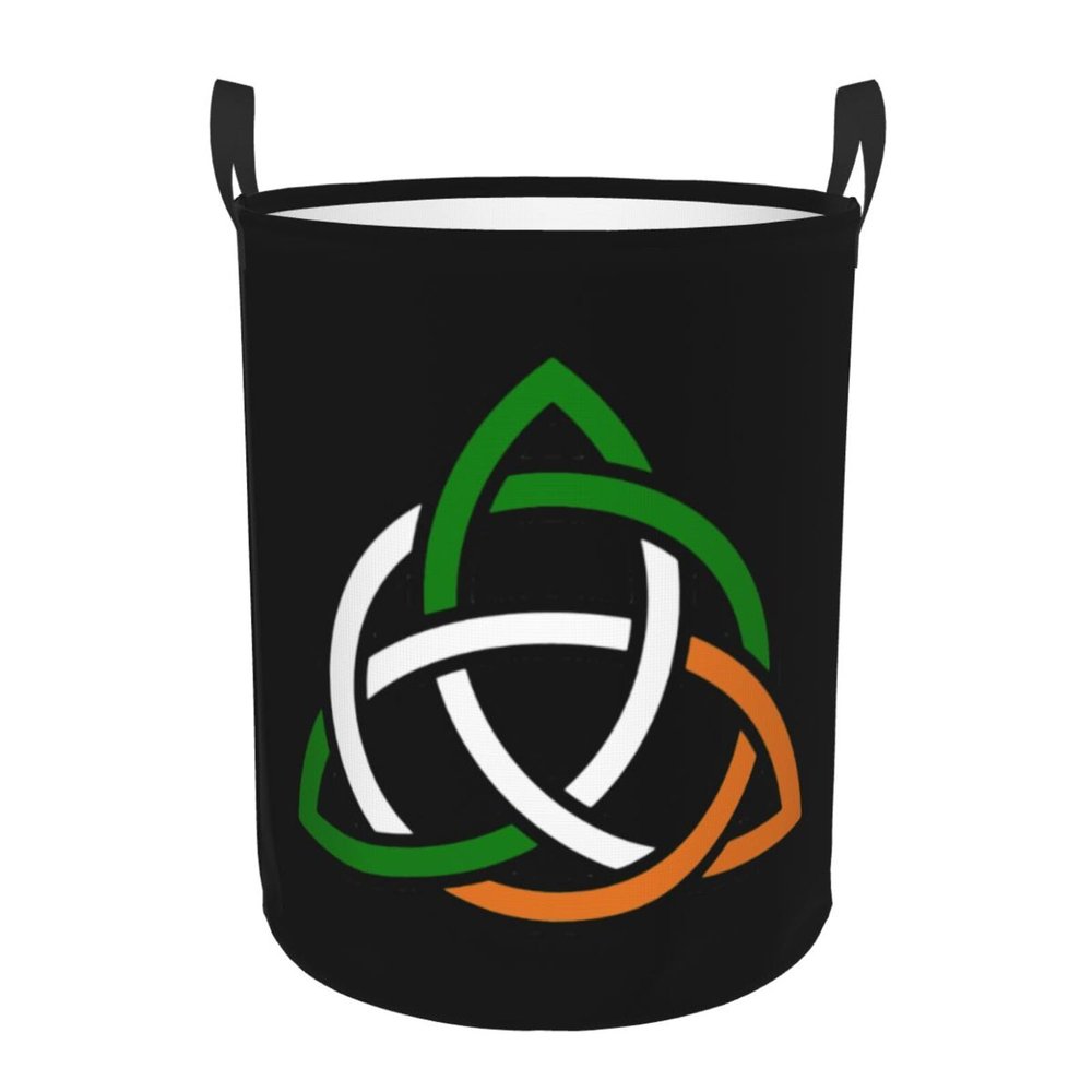 Celtic Knot Irish Large Laundry Basket,Bathroom,Waterproof,Collapsible Round Clothes Basket Freestanding Laundry Hamper