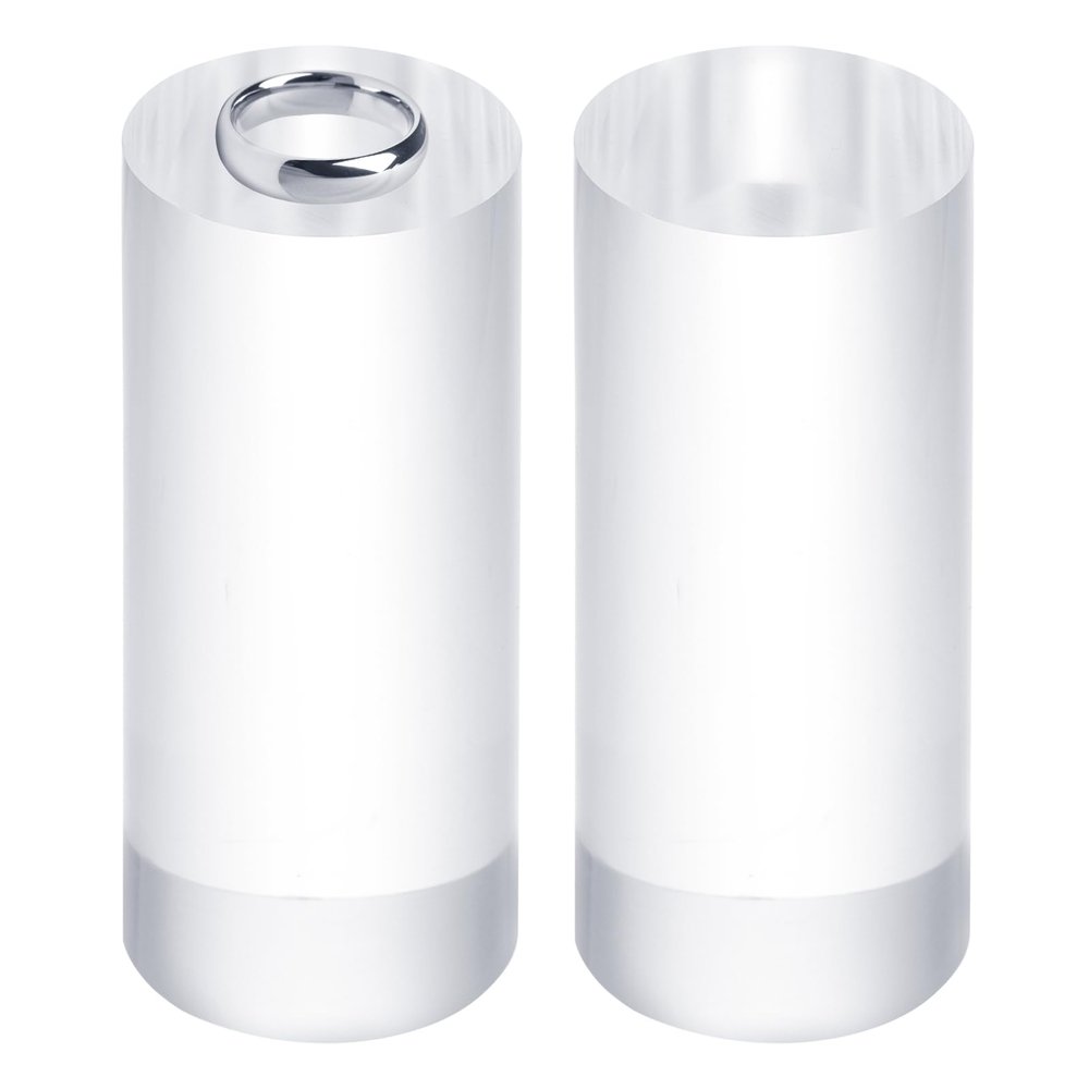 uxcell 2pcs Acrylic Cylinder Display Blocks, 40 x 100 mm/1.6" x 3.9" Clear Jewelry Display Base Polished Cube Riser Stand Display Holder Base for Ring Jewelry Crafts
