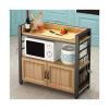 yanzhuen001 Kitchen Mobile Shelf, Kitchen Table Vegetable Cutting Table Kitchen Storage Rack Multifunctional Operation Table Simple Small Long Table for Household Use,Cart view 2