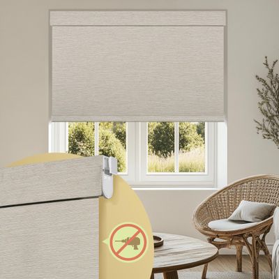 MoDanCeQ No Drill No Tools Roller Shades for Windows, Blackout Cordless Jacquard Fabric Roller Blinds for Indoor Windows, Easy to Install Window Shades for Home, Office, Beige, 23" W x 48" H